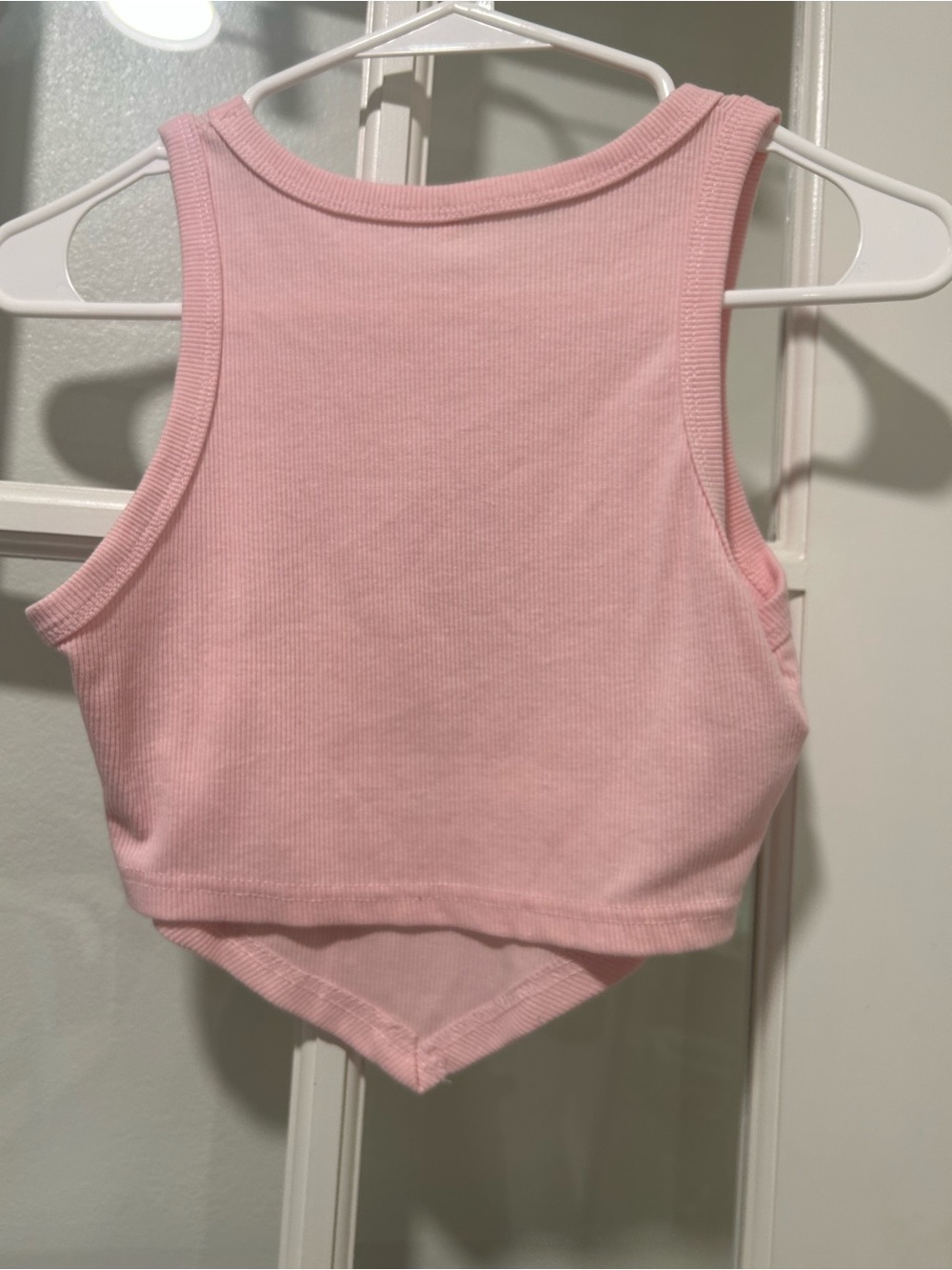 Soft Pink Ribbed Cropped Tank - Picture 2 of 3